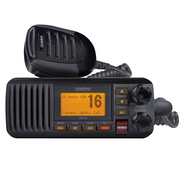 UM385BK Fixed Mount VHF Radio (Black) - Houseboatparts.com