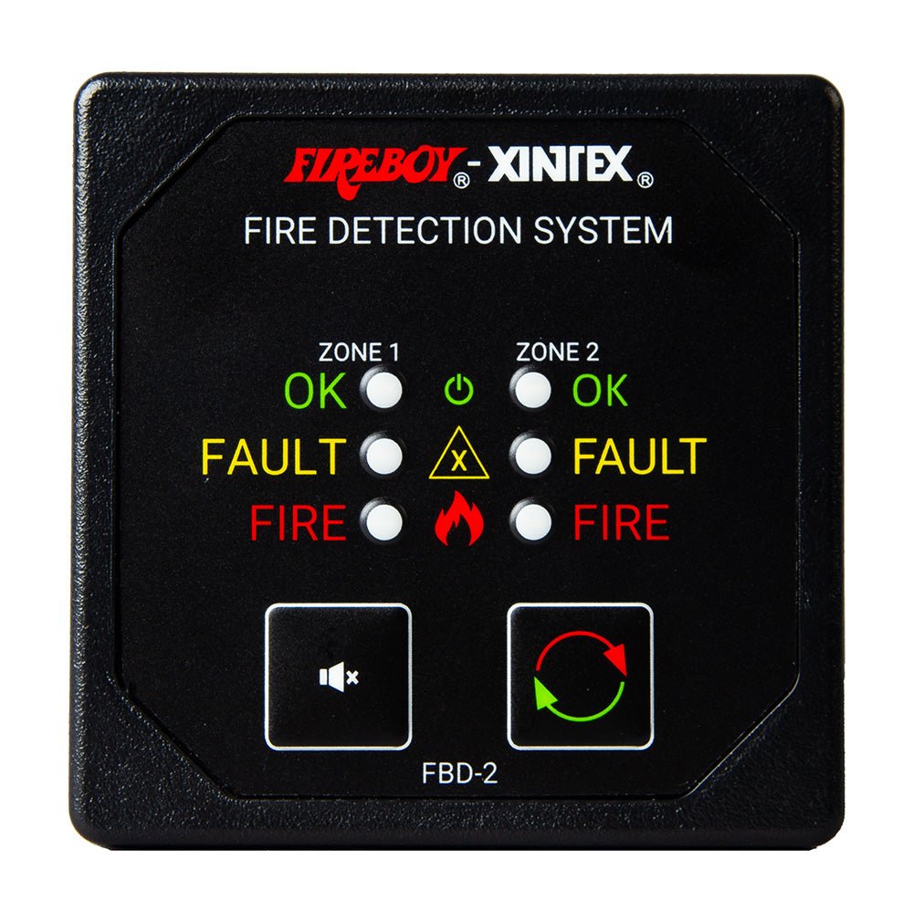 Fireboy-Xintex Two Zone Detection Alarm Panel - 2-5/8" Display - 12/24V DC [FBD-2-R] - Houseboatparts.com