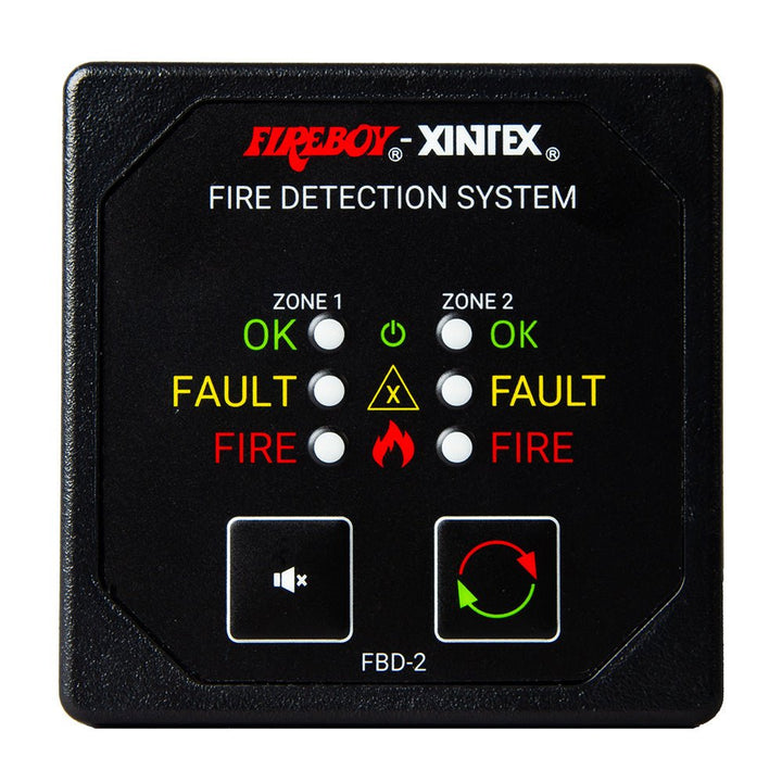 Fireboy-Xintex Two Zone Detection Alarm Panel - 2-5/8" Display - 12/24V DC [FBD-2-R] - Houseboatparts.com