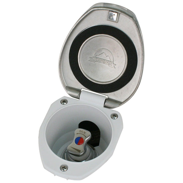 Scandvik Recessed T-Handle Mixing Valve - SS w/White Cup [12134] - Houseboatparts.com