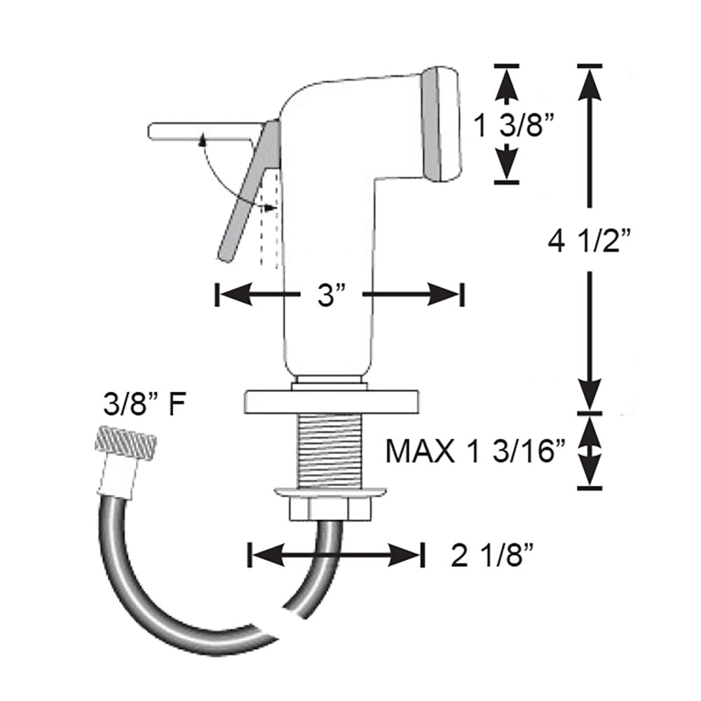 Scandvik Straight Handle Pull Out Sprayer - White w/6 Hose [10196P] - Houseboatparts.com