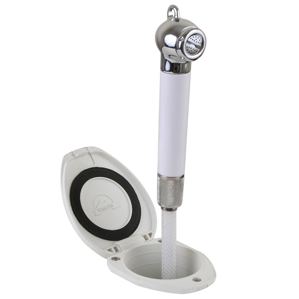 Scandvik Recessed Shower w/6 White Hose - Push-Button [12106P] - Houseboatparts.com