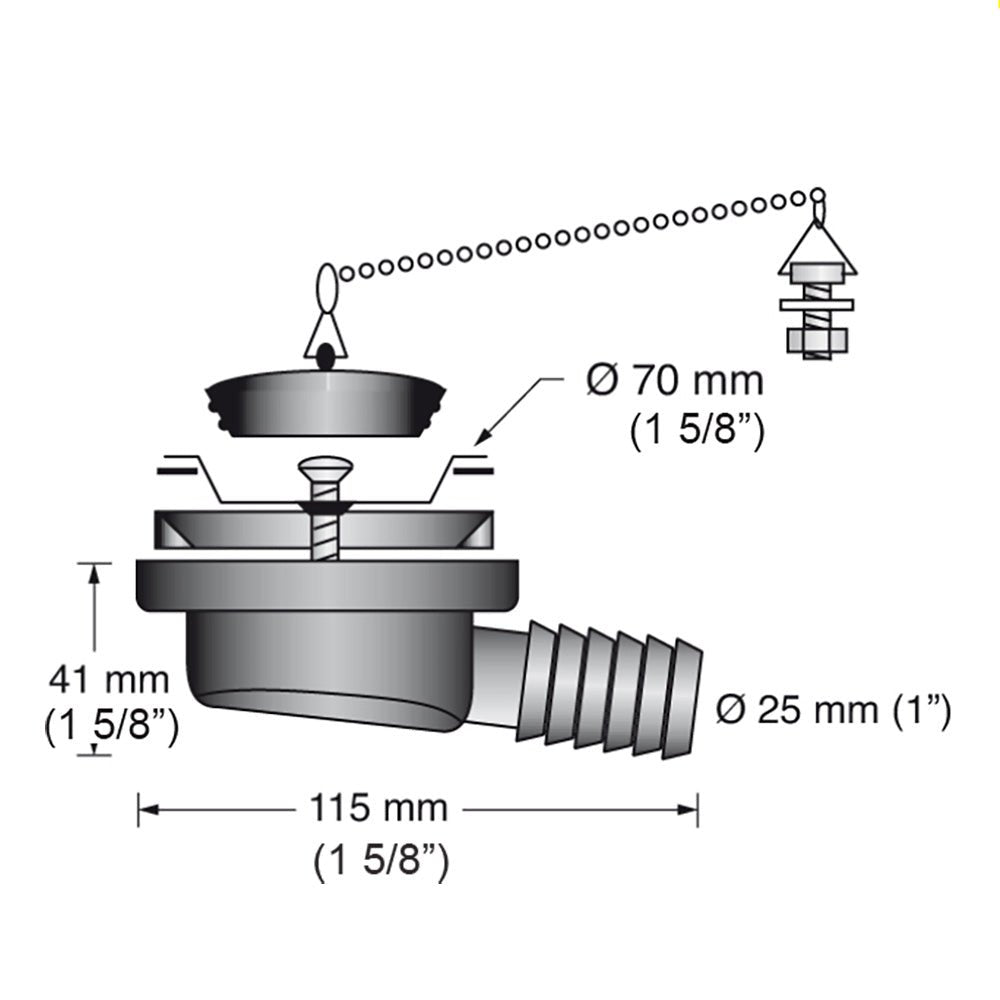 Scandvik Low Profile Drain Stopper - 1" Outlet [10306P] - Houseboatparts.com