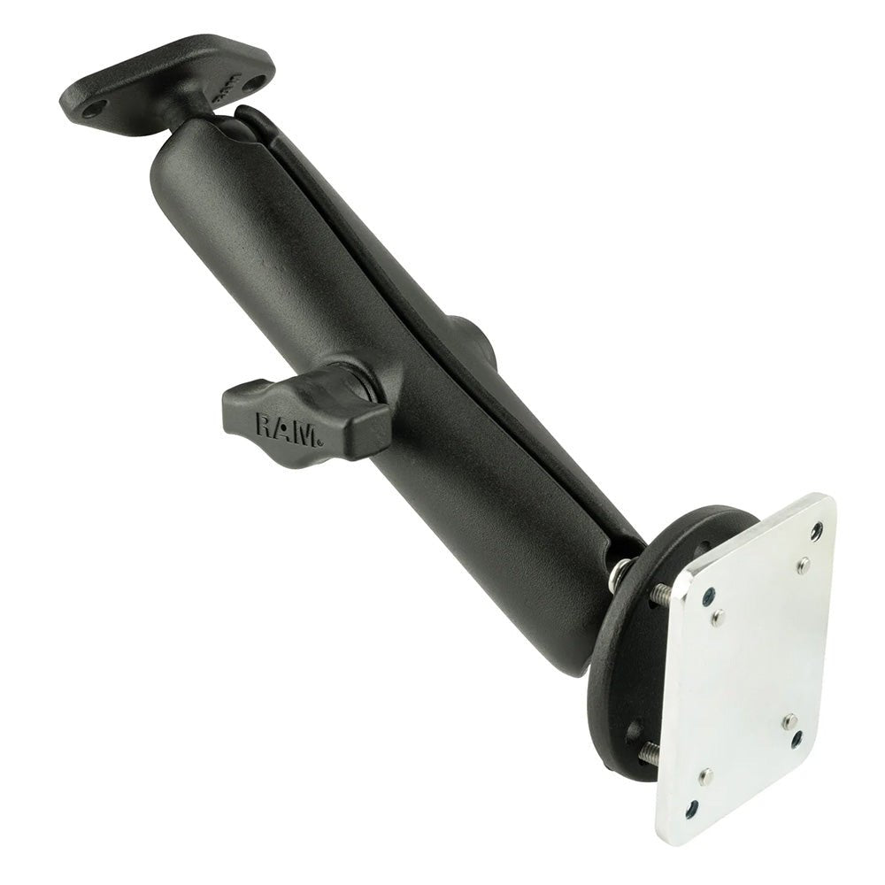 RAM Mount Double Ball Drill-Down Mount w/Diamond Plate Backer Plate [RAM-B-138U-C-INT3] - Houseboatparts.com