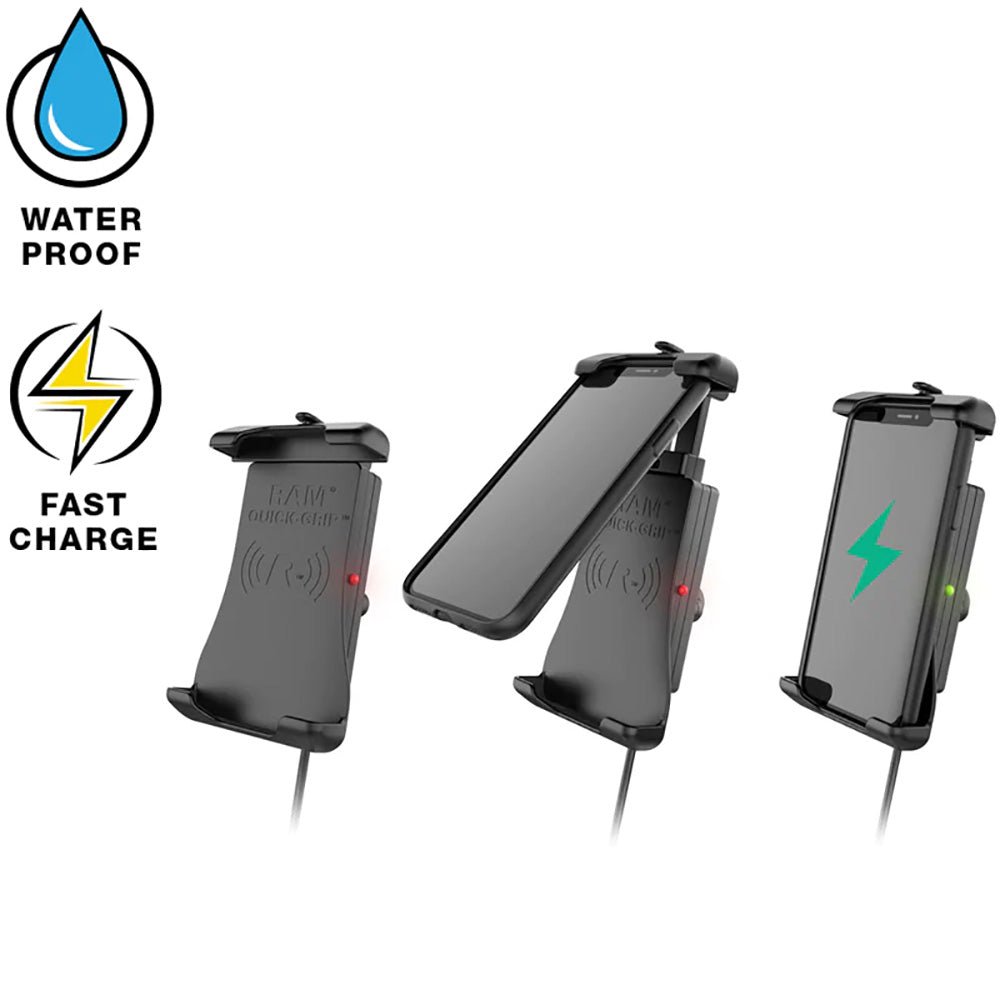 RAM Mount Quick-Grip 15W Waterproof Wireless Charging Suction Cup Mount [RAM-B-166-UN14W-1] - Houseboatparts.com