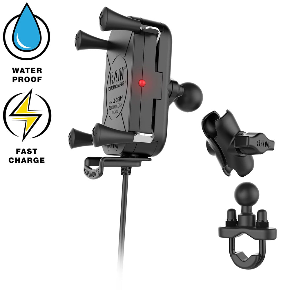 RAM Mount Tough-Charge 15W Waterproof Wireless Charging Motorcycle Mount [RAM-B-149Z-A-UN12W-V7M-1] - Houseboatparts.com