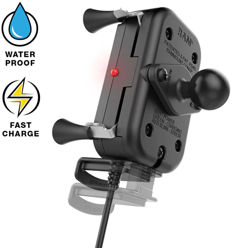 RAM Mount Tough-Charge 15W Wireless Charging Mount w/Tough-Claw [RAM-B-400-A-UN12W-V7M-1] - Houseboatparts.com