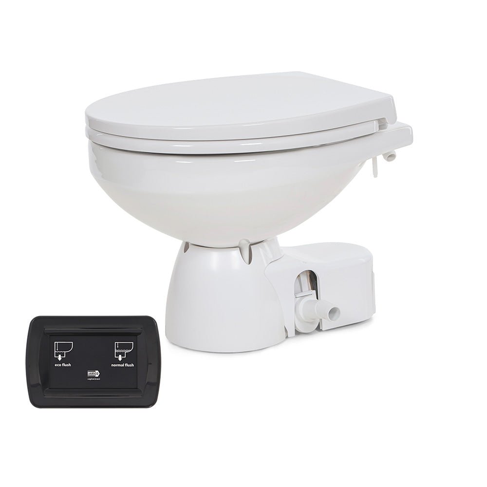 Jabsco Quiet Flush E2 Fresh Water Toilet Regular Bowl - 24V Soft Close Lid [38045-4194RSP] - Houseboatparts.com