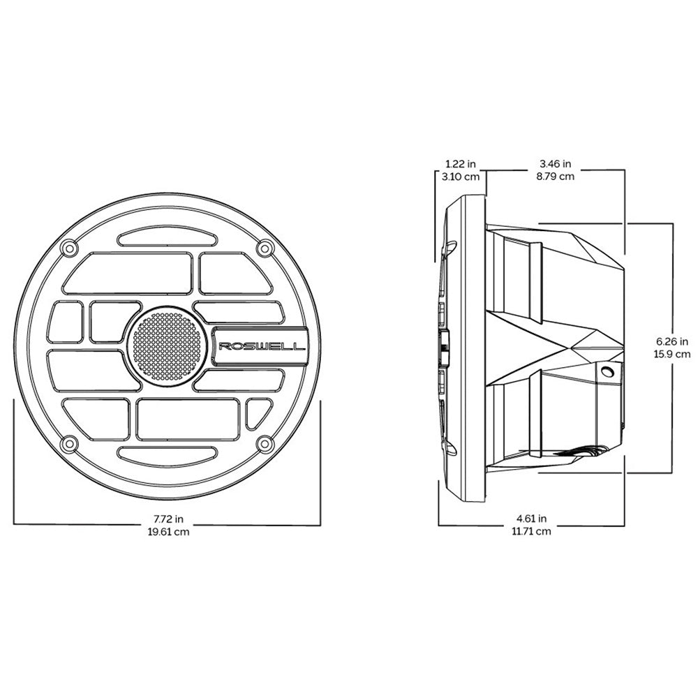 Roswell R Series 7.7 Marine Speakers - Anthracite Grille - 80W RMS 160W Peak Power [C920 - 1912] - Houseboatparts.com