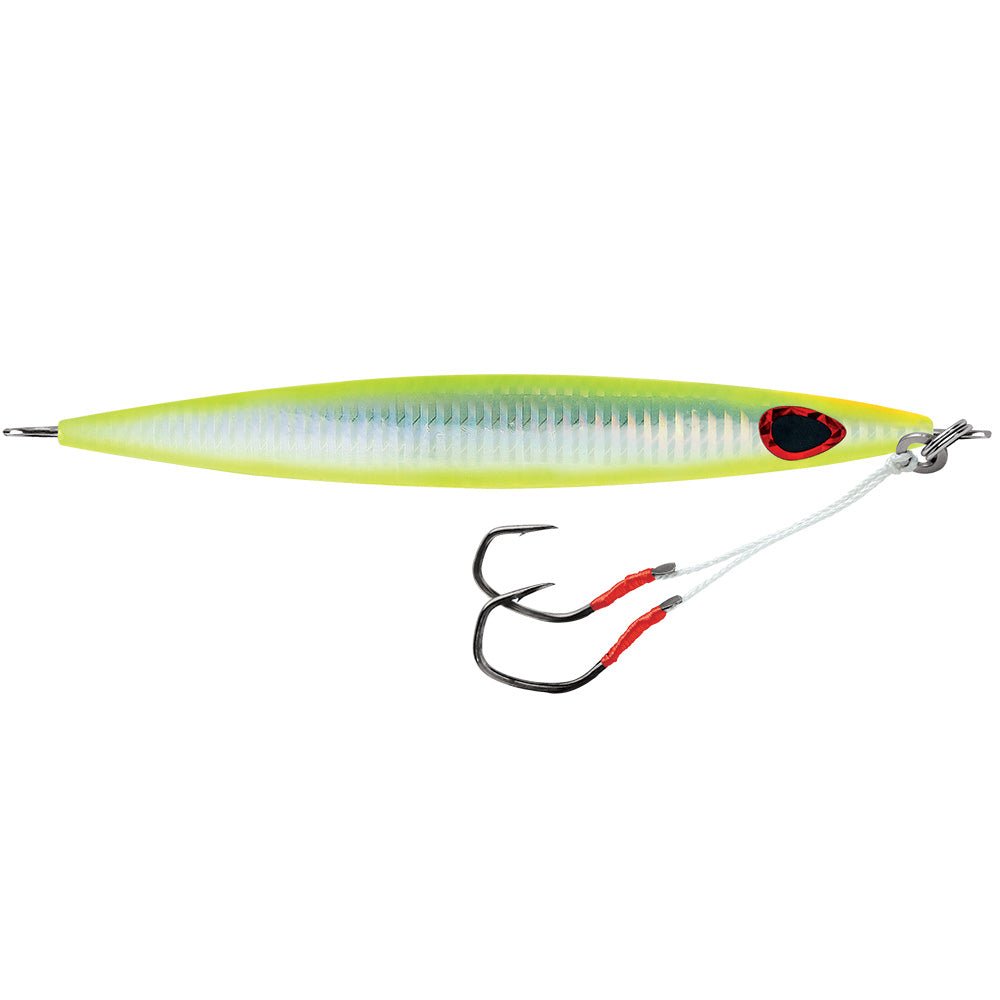 Williamson Kensaki 220 Jig - 6.75" - 7.75oz - UV Chartreuse Glow Zebra [KSJ220UVCGZ] - Houseboatparts.com