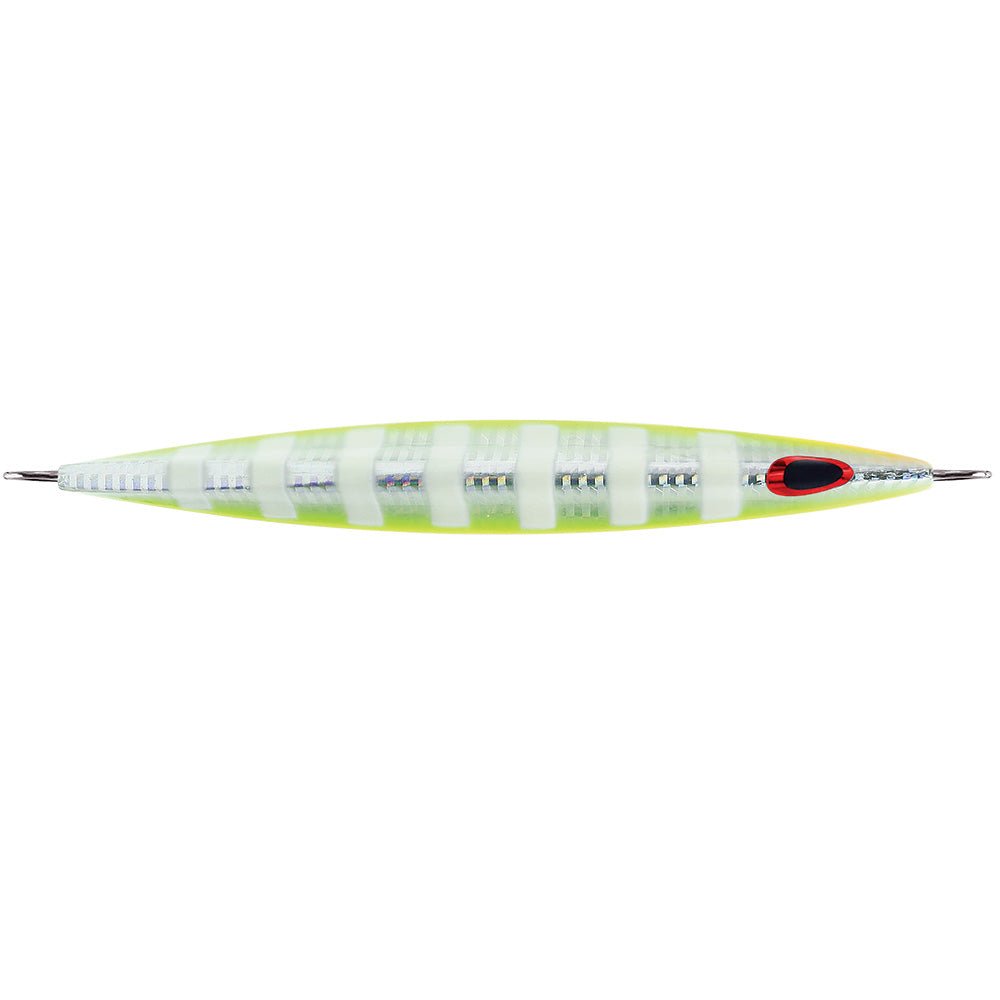 Williamson Kensaki 220 Jig - 6.75" - 7.75oz - UV Chartreuse Glow Zebra [KSJ220UVCGZ] - Houseboatparts.com