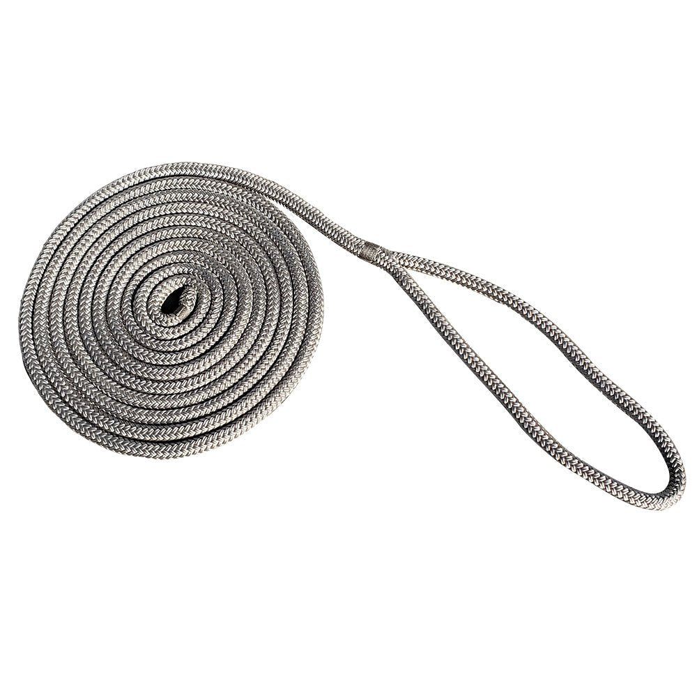 New England Rope 3/8" x 15 Nylon Double Braid Dock Line - Grey [5058-12-00015] - Houseboatparts.com