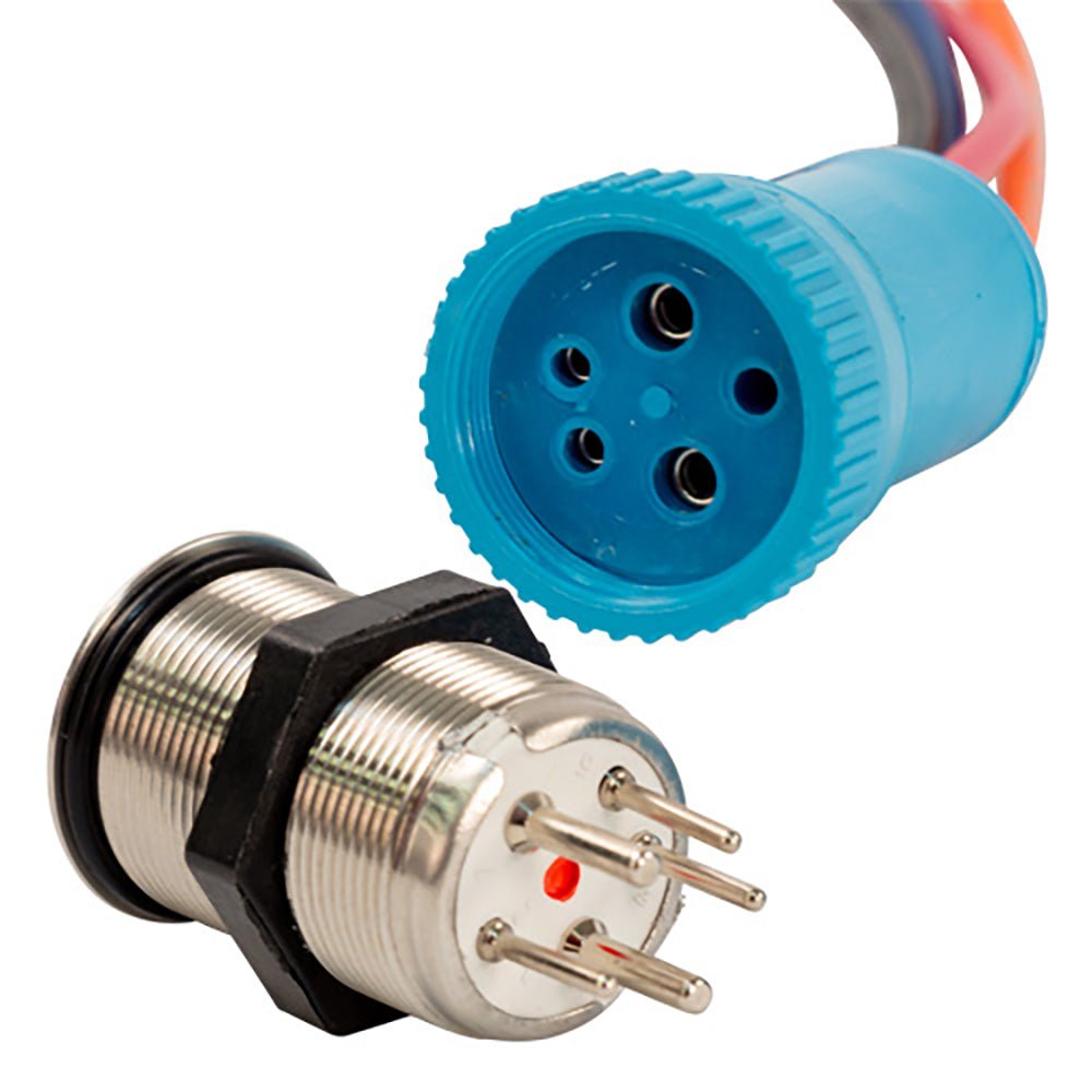 Bluewater 22mm Push Button Switch - Off/On Contact - Blue/Red LED - 1' Lead [9059-1113-1] - Houseboatparts.com