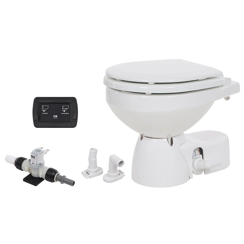 Jabsco Quiet Flush E2 Fresh Water Toilet Compact Bowl - 12V - Soft Close Lid [38045-3092RSP] - Houseboatparts.com