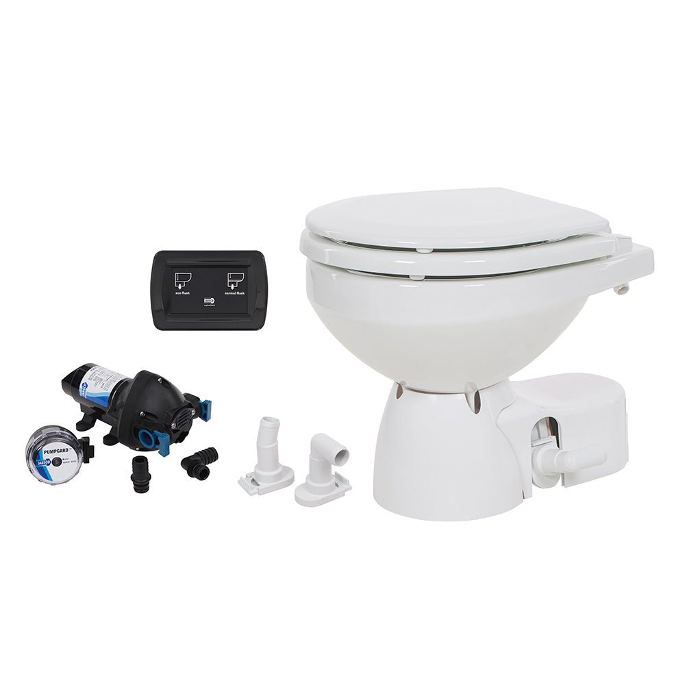 Jabsco Quiet Flush E2 Raw Water Toilet Compact Bowl - 12V - Soft Close Lid [38245-3092RSP] - Houseboatparts.com