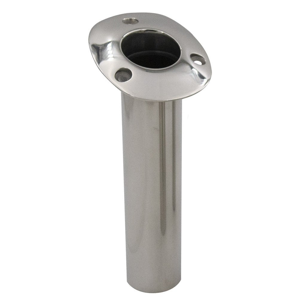 C.E. Smith 70 Series Standard Flush Mount Rod Holder - 15 Degree - Stainless Steel - Gimbal Bar Bottom - Black Liner [536710] - Houseboatparts.com