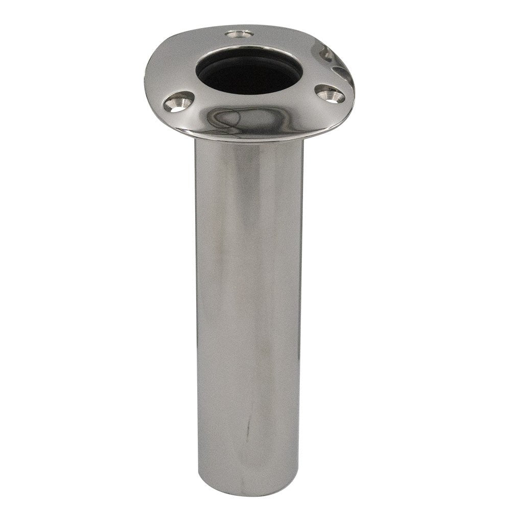 C.E. Smith 80 Series Standard Flush Mount Rod Holder - 0 Degree - Stainless Steel - Cast Bottom - Black Liner [536800C] - Houseboatparts.com