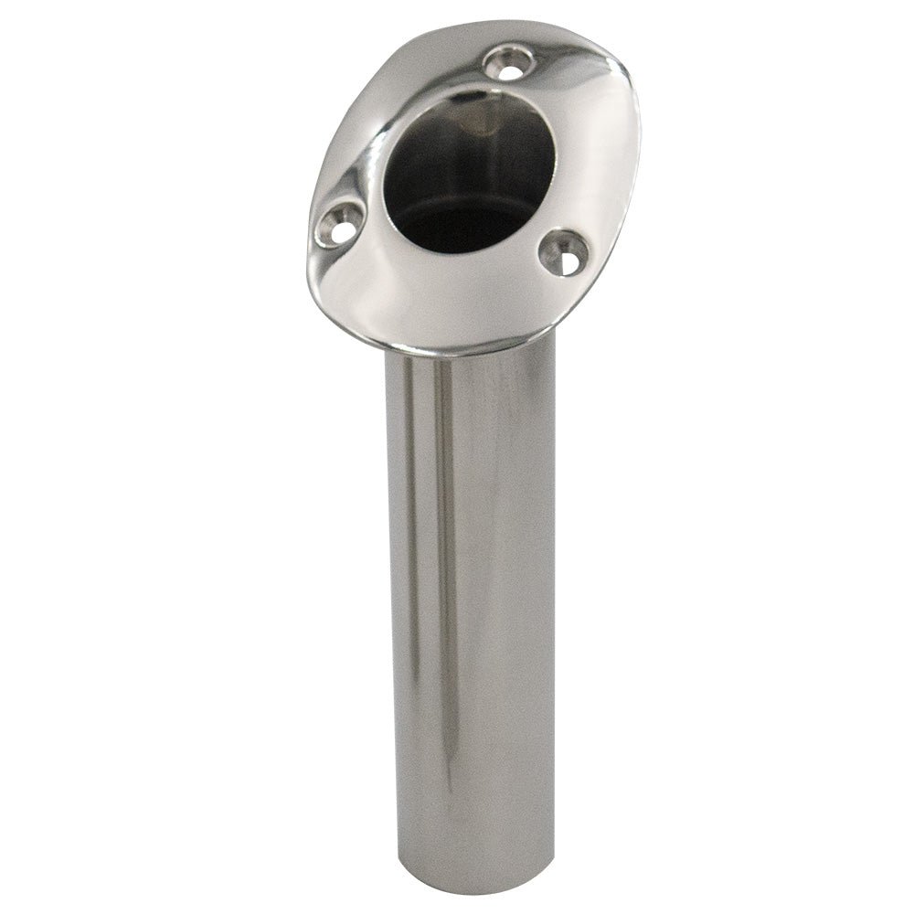 C.E. Smith 80 Series Standard Flush Mount Rod Holder - 30 Degree - Stainless Steel - Cast Bottom - Black Liner [536820C] - Houseboatparts.com