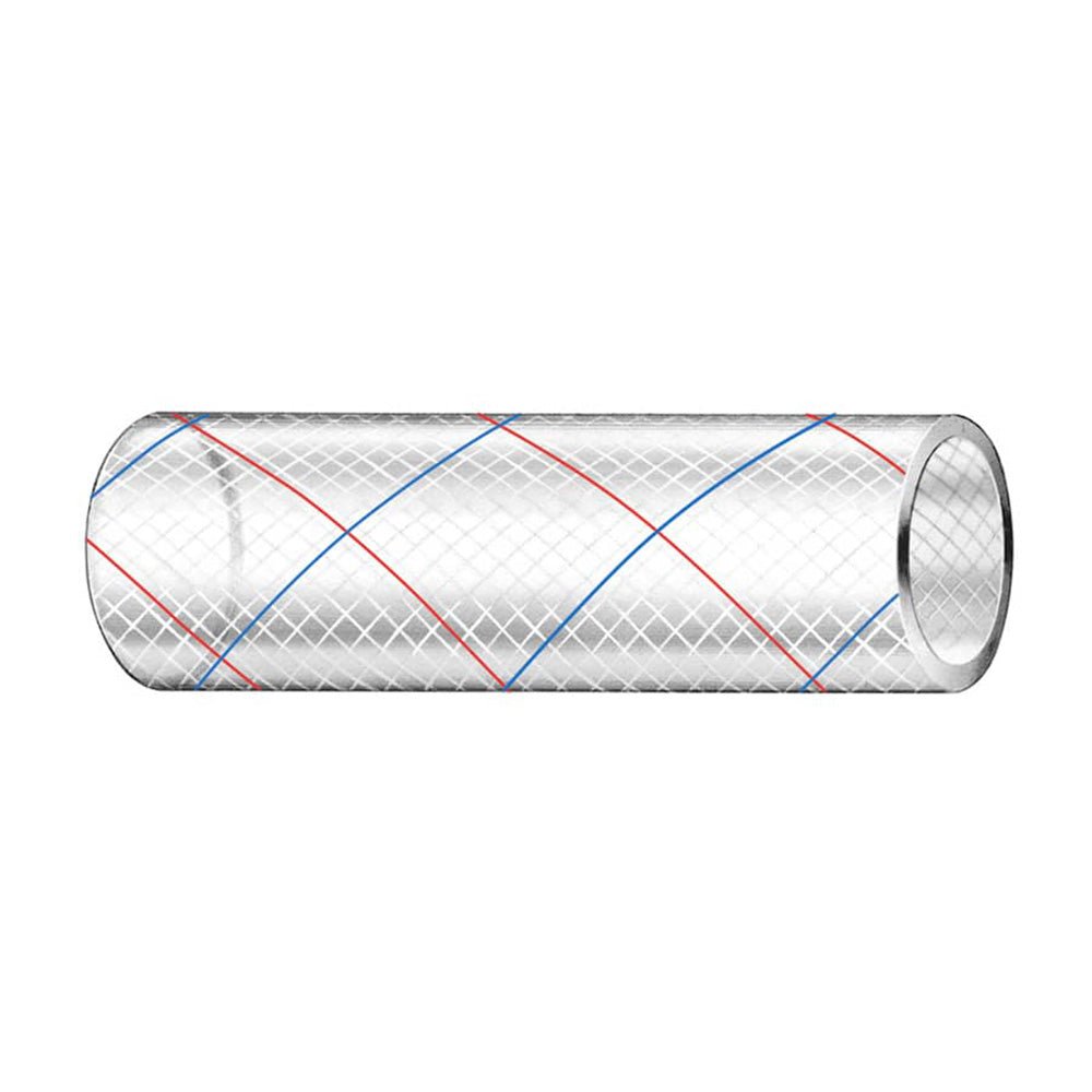 Trident Marine 1/2" x 50' Clear Reinforced PVC Hose Tubing Red Blue Tracer [162 - 0126] - Houseboatparts.com