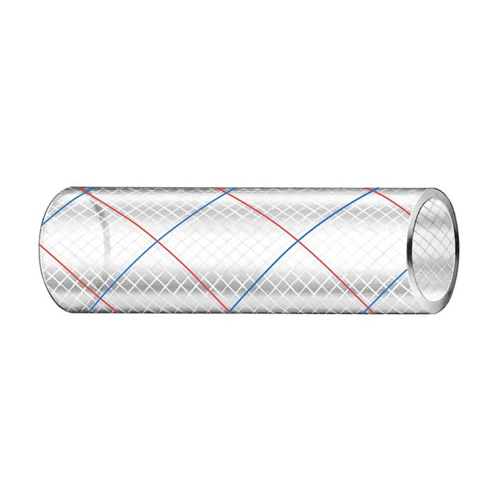 Trident Marine 5/8" x 50' Clear Reinforced PVC Hose Tubing Red Blue Tracer [162 - 0586] - Houseboatparts.com