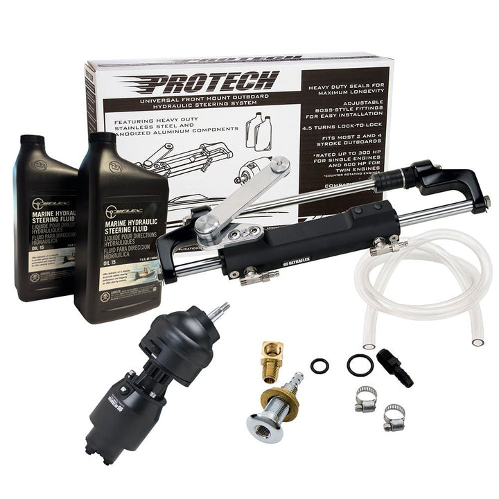 Uflex PROTECH 2.1 Front Mount Tilt OB Hydraulic System - Includes UP28T Helm Pump, Oil, UC128TS - 2 Cylinder, X52 Tilt - No Hoses [PROTECH 2.1T] - Houseboatparts.com
