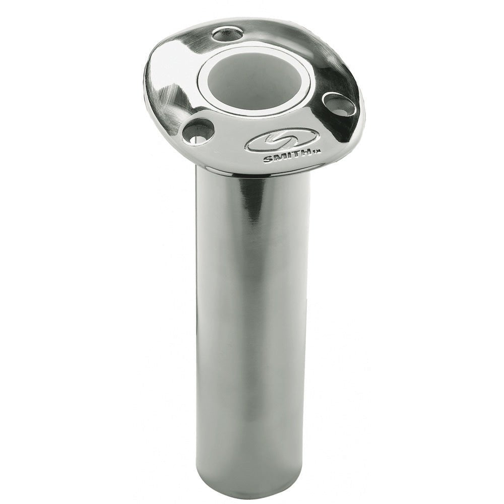 C.E. Smith Flush Mount Rod Holder - 0 Degree 9" Depth - Stainless Steel - Cast Bottom - White Vinyl Liner [53670CA] - Houseboatparts.com