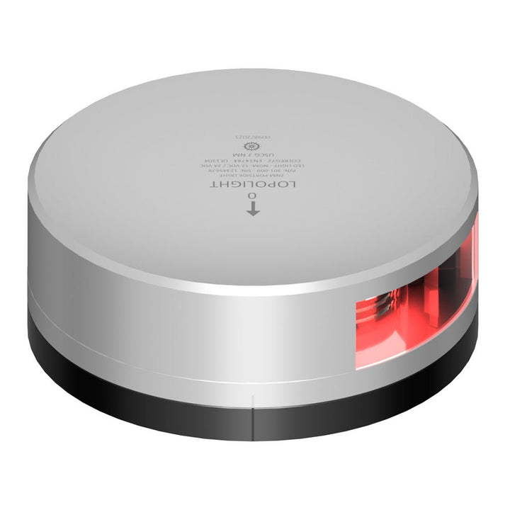 Lopolight Red Port Light - 2NM - Silver Housing w/FB Base [301-009-FB] - Houseboatparts.com