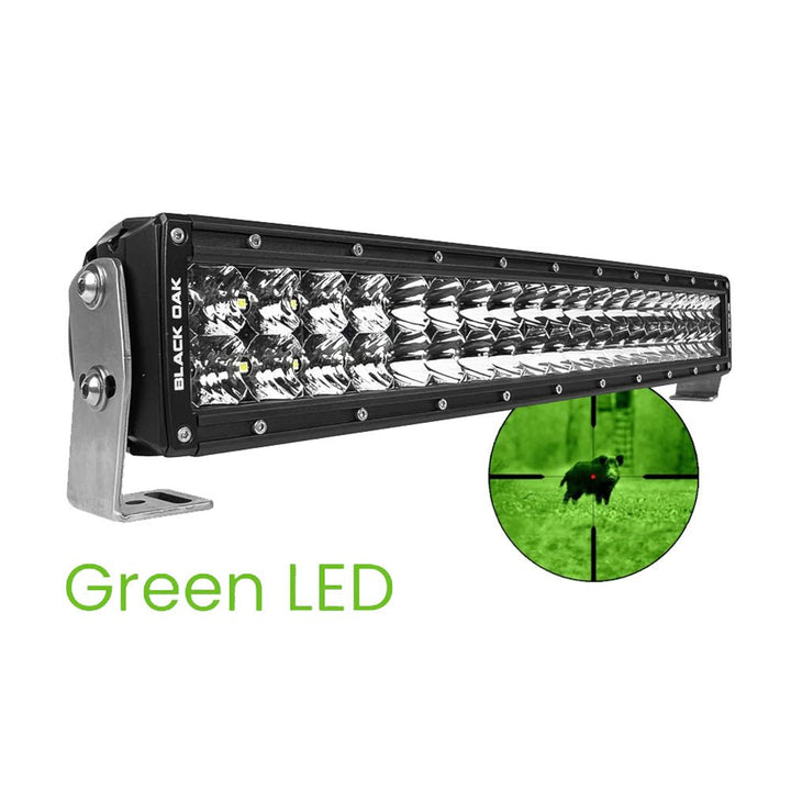 Black Oak Curved Double Row Combo Green Hog Hunting 20" Pro Series 3.0 LED Light Bar [20CG - D3OS] - Houseboatparts.com