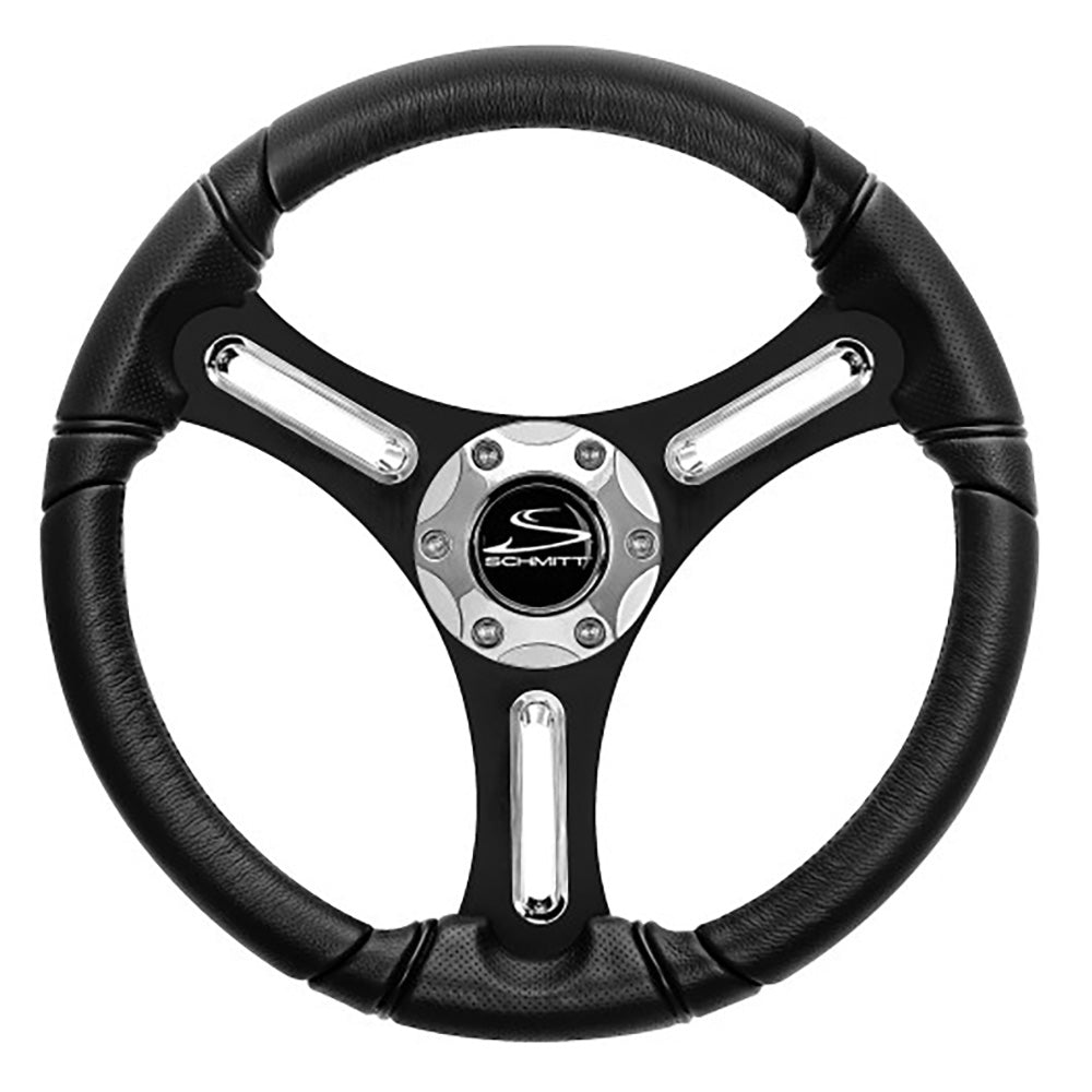 Schmitt Marine Torcello 14" Wheel - 03 Series - Polyurethane Wheel w/Chrome Spoke Inserts Cap - Black Brushed Spokes - 3/4" - Retail Packaging [PU031104 - 12R] - Houseboatparts.com