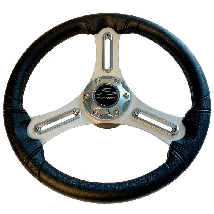 Schmitt Marine Torcello 14" Wheel - 03 Series - Polyurethane Wheel w/Chrome Trim Cap - Brushed Spokes - 3/4" Tapered Shaft - Retail Packaging [PU033104 - 12R] - Houseboatparts.com
