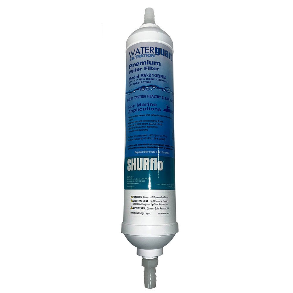 Shurflo by Pentair 11 City Water Entry In - Line Filter w/1/4 Barb Fittings [RV - 210BRB - A] - Houseboatparts.com