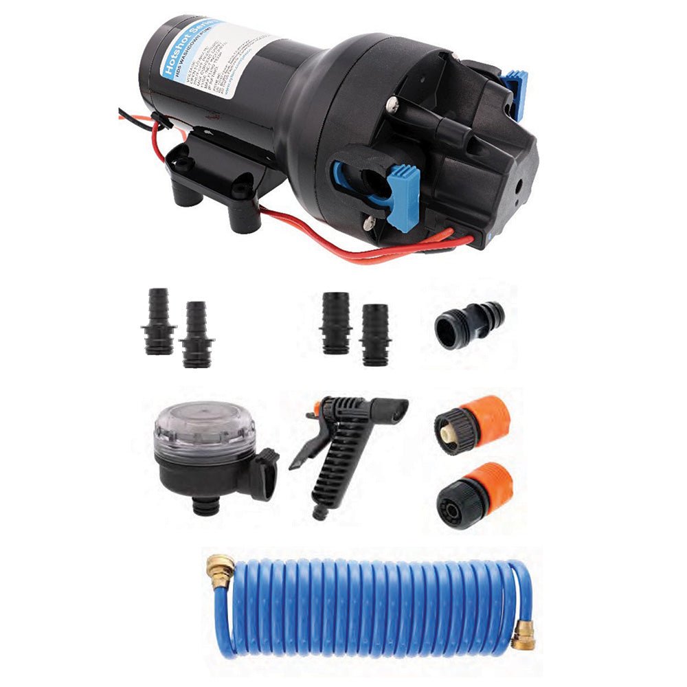 Jabsco HotShot HD5 Heavy Duty Washdown Pump Kit w/25' HoseCoil - 12V - 5GPM - 70PSI [P501J - 119N - 4A] - Houseboatparts.com