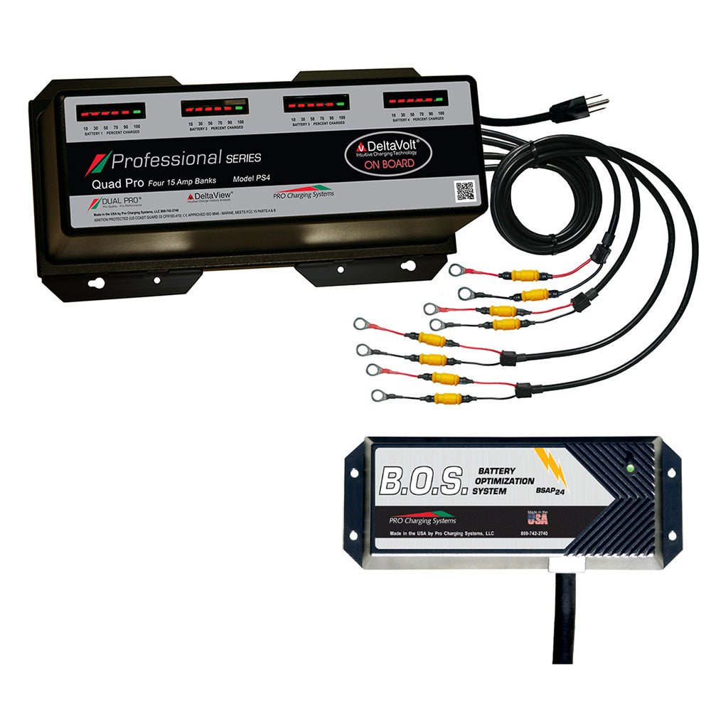 Dual Pro PS4 4 Bank Battery Charger w/2 Bank B.O.S. [PS4/BOS12V2] - Houseboatparts.com