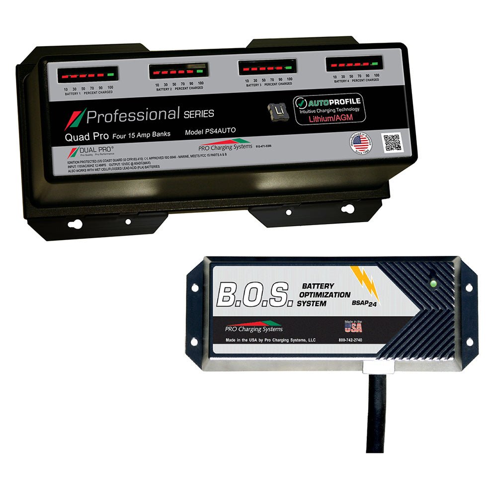 Dual Pro PS4 Auto 4 Bank Battery Charger w/3 Bank B.O.S. [PS4AUTO/BOS12V3] - Houseboatparts.com