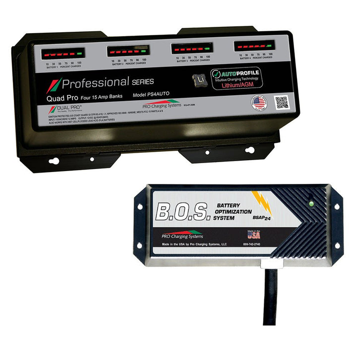Dual Pro PS4 Auto 4 Bank Battery Charger w/3 Bank B.O.S. [PS4AUTO/BOS12V3] - Houseboatparts.com