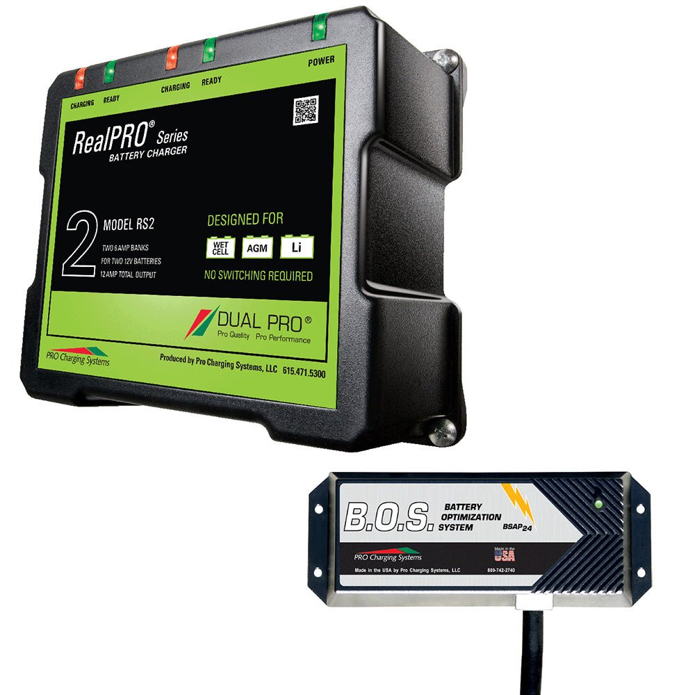Dual Pro RS2 2 Bank Battery Charger w/2 Bank B.O.S. [RS2/BOS12V2] - Houseboatparts.com