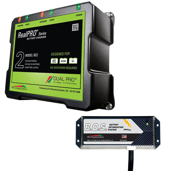 Dual Pro RS2 2 Bank Battery Charger w/2 Bank B.O.S. [RS2/BOS12V2] - Houseboatparts.com