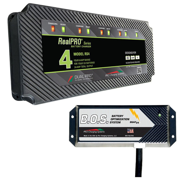 Dual Pro RS4 4 Bank Battery Charger w/2 Bank B.O.S. [RS4/BOS12V2] - Houseboatparts.com