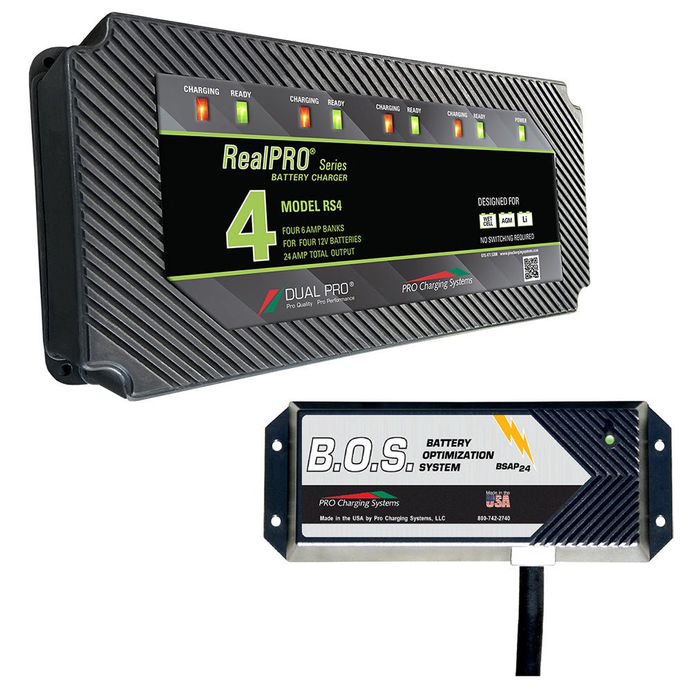 Dual Pro RS4 4 Bank Battery Charger w/3 Bank B.O.S. [RS4/BOS12V3] - Houseboatparts.com