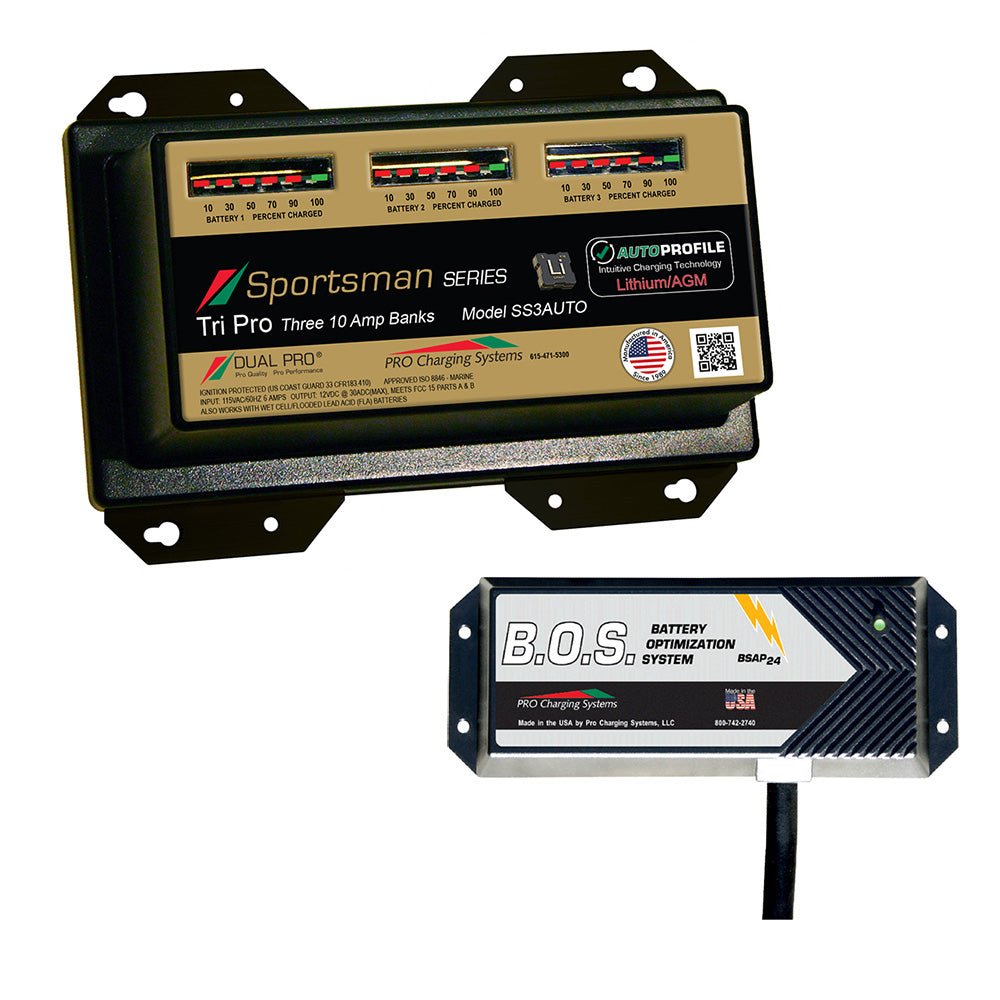 Dual Pro SS3 Auto 3 Bank Battery Charger w/2 Bank B.O.S. [SS3AUTO/BOS12V2] - Houseboatparts.com