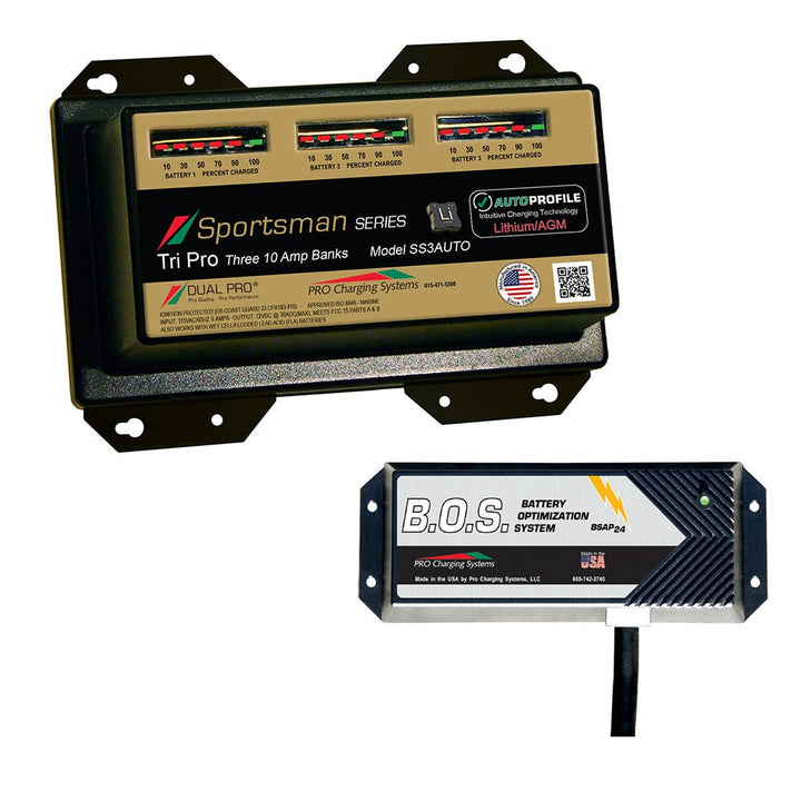 Dual Pro SS3 Auto 3 Bank Battery Charger w/2 Bank B.O.S. [SS3AUTO/BOS12V2] - Houseboatparts.com