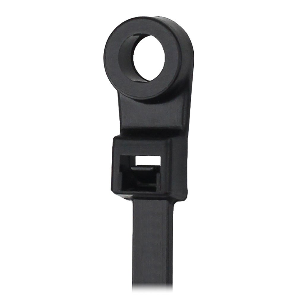 Pacer 8" Cable Tie w/Mounting Ring - Black - 50lb Tensile Strength - 2" Bundle Diameter - 100 Piece Bag [CTMR2S - 100BK] - Houseboatparts.com