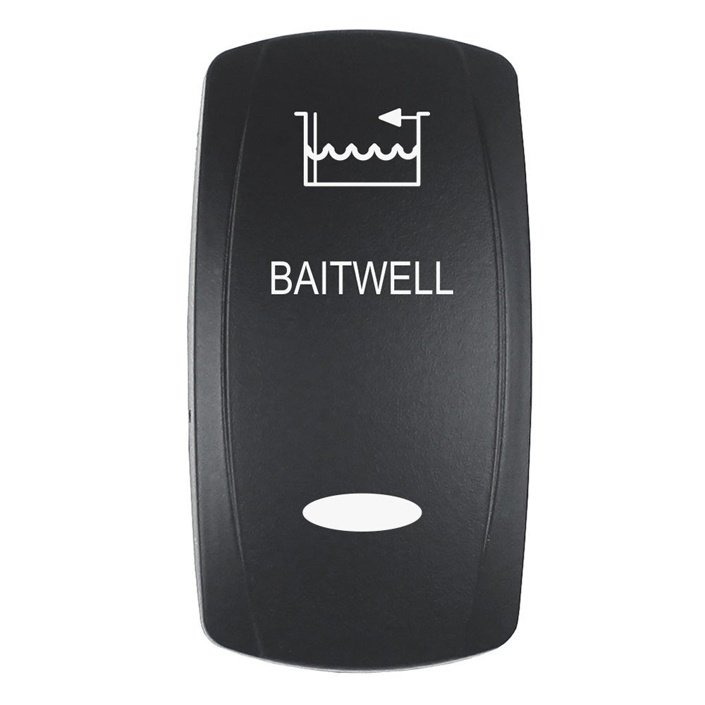 Pacer Actuator - 'BAITWELL' f/V Series Contura Switches - Black - Laser Etched (Top/Bottom Light) [EV2LE - BTWL] - Houseboatparts.com