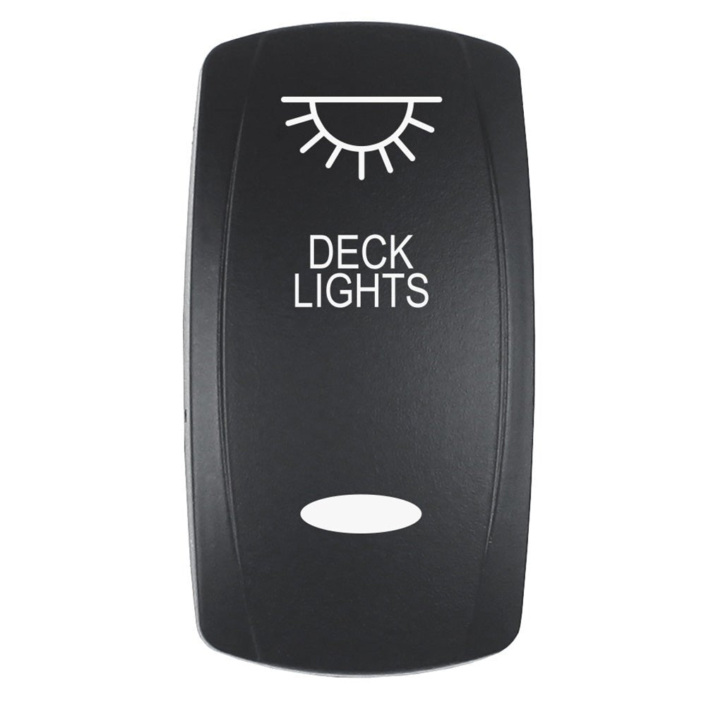 Pacer Actuator - 'DECK LIGHTS' f/V Series Contura Switches - Black - Laser Etched (Top/Bottom Light) [EV2LE - DECK] - Houseboatparts.com