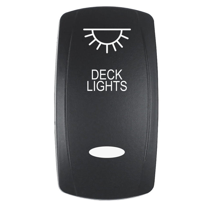Pacer Actuator - 'DECK LIGHTS' f/V Series Contura Switches - Black - Laser Etched (Top/Bottom Light) [EV2LE - DECK] - Houseboatparts.com