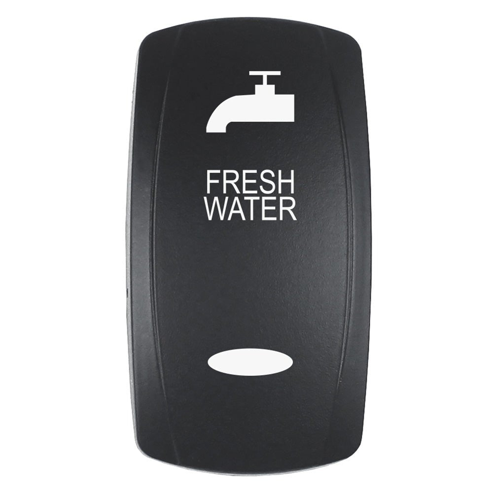 Pacer Actuator - 'FRESH WATER' f/V Series Contura Switches - Black - Laser Etched (Top/Bottom Light) [EV2LE - FRSH] - Houseboatparts.com