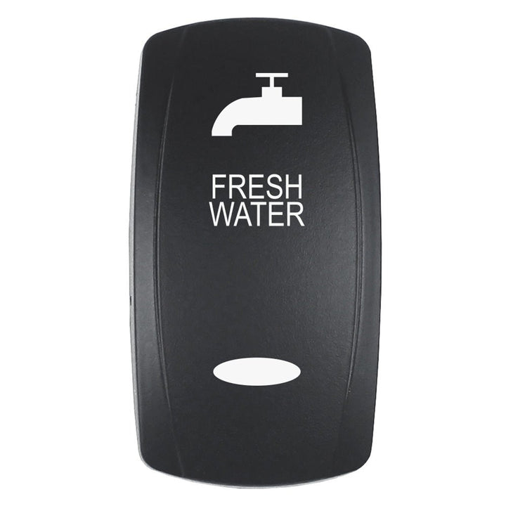 Pacer Actuator - 'FRESH WATER' f/V Series Contura Switches - Black - Laser Etched (Top/Bottom Light) [EV2LE - FRSH] - Houseboatparts.com