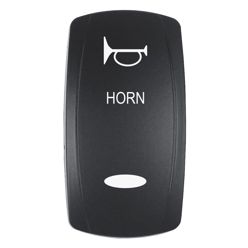 Pacer Actuator - 'HORN' f/V Series Contura Switches - Black - Laser Etched (Top/Bottom Light) [EV2LE - HRN] - Houseboatparts.com