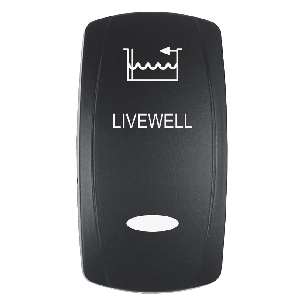 Pacer Actuator - 'LIVEWELL' f/V Series Contura Switches - Black - Laser Etched (Top/Bottom Light) [EV2LE - LVWL] - Houseboatparts.com