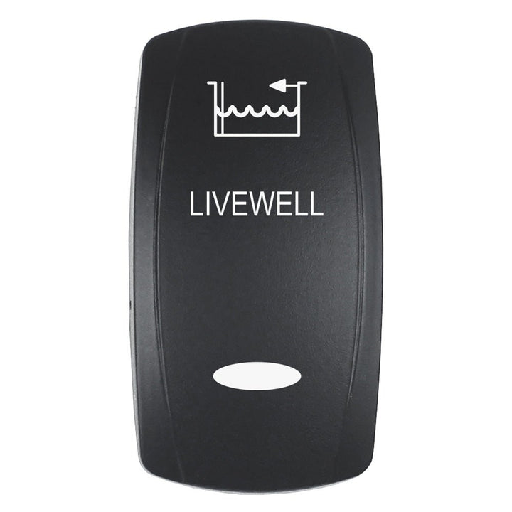 Pacer Actuator - 'LIVEWELL' f/V Series Contura Switches - Black - Laser Etched (Top/Bottom Light) [EV2LE - LVWL] - Houseboatparts.com